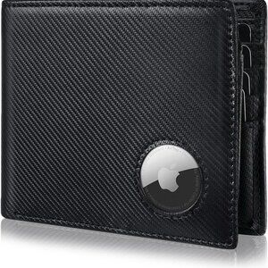 Black Wallet for‎ Men Bifold Wallet with AirTag Holder RFID Blocking Wallet